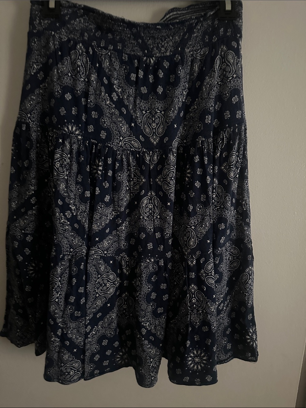 St. John's Bay Navy Blue and White Paisley Skirt